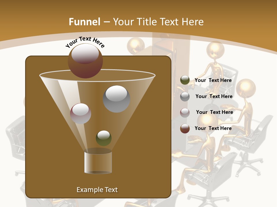 A Group Of Gold People Standing Around A Table PowerPoint Template