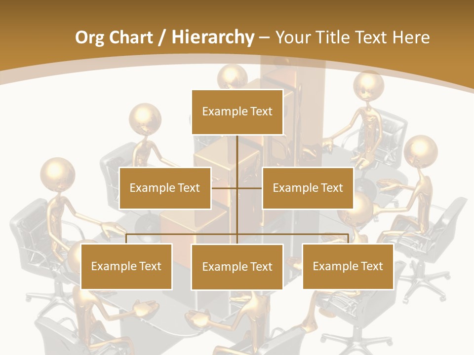 A Group Of Gold People Standing Around A Table PowerPoint Template
