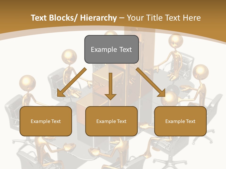 A Group Of Gold People Standing Around A Table PowerPoint Template