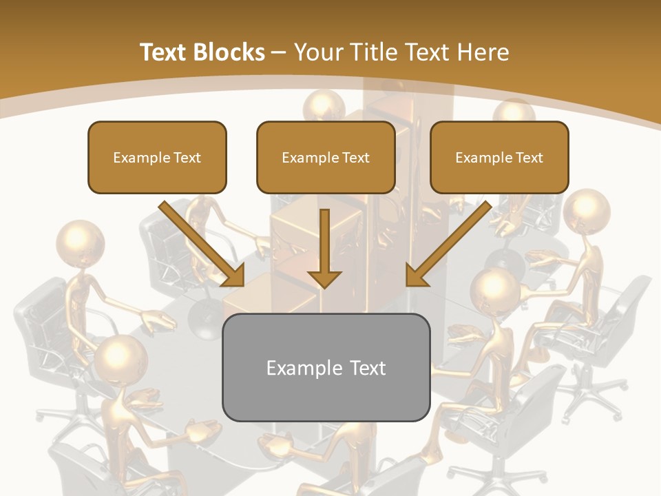 A Group Of Gold People Standing Around A Table PowerPoint Template