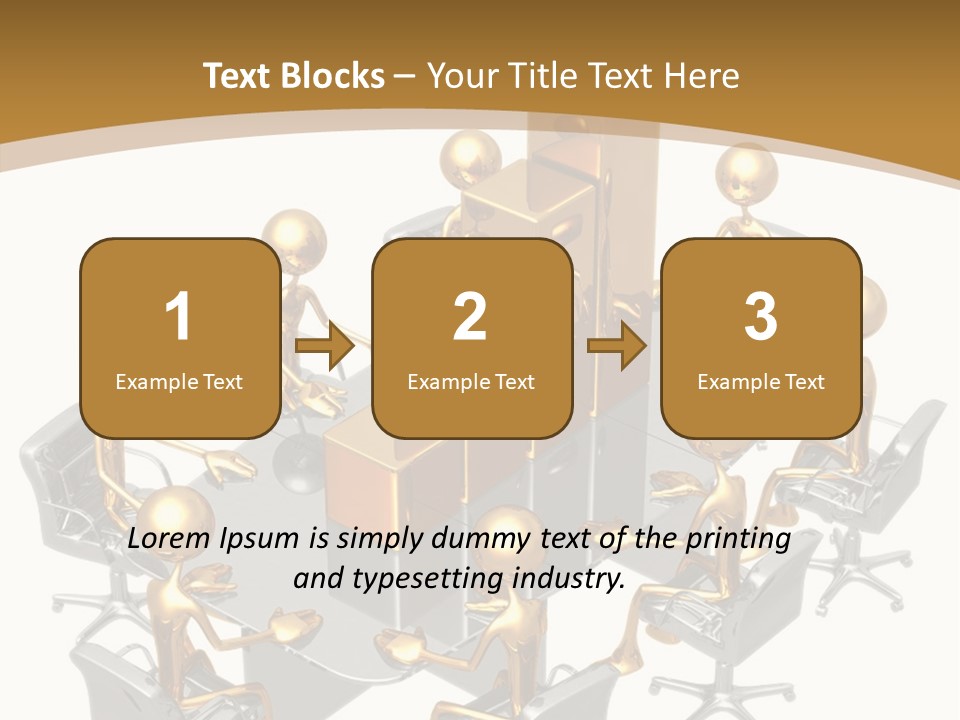 A Group Of Gold People Standing Around A Table PowerPoint Template