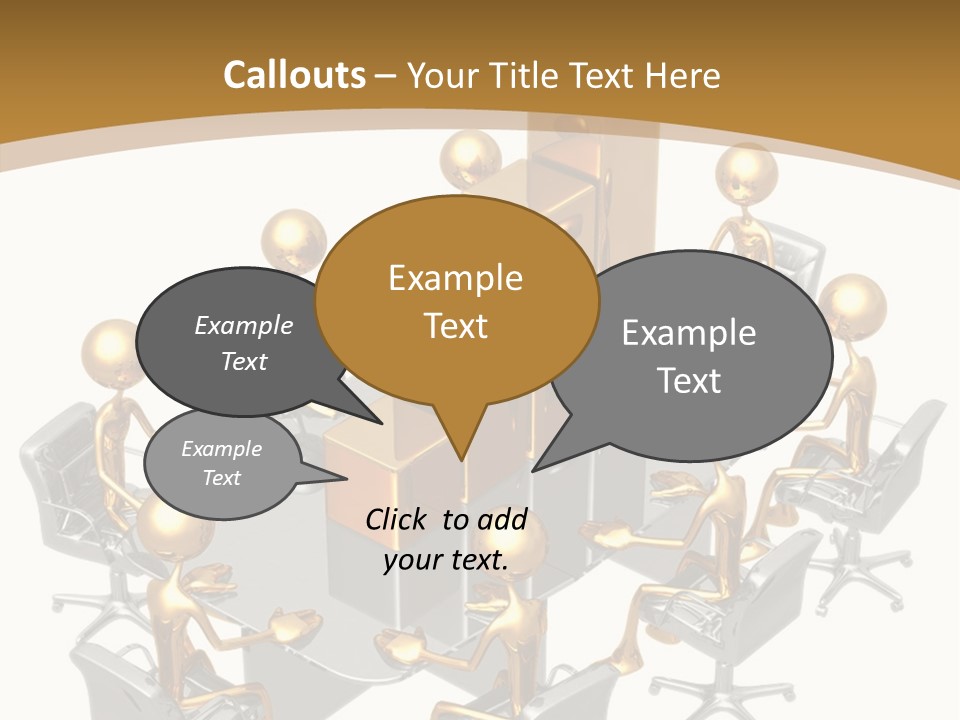 A Group Of Gold People Standing Around A Table PowerPoint Template