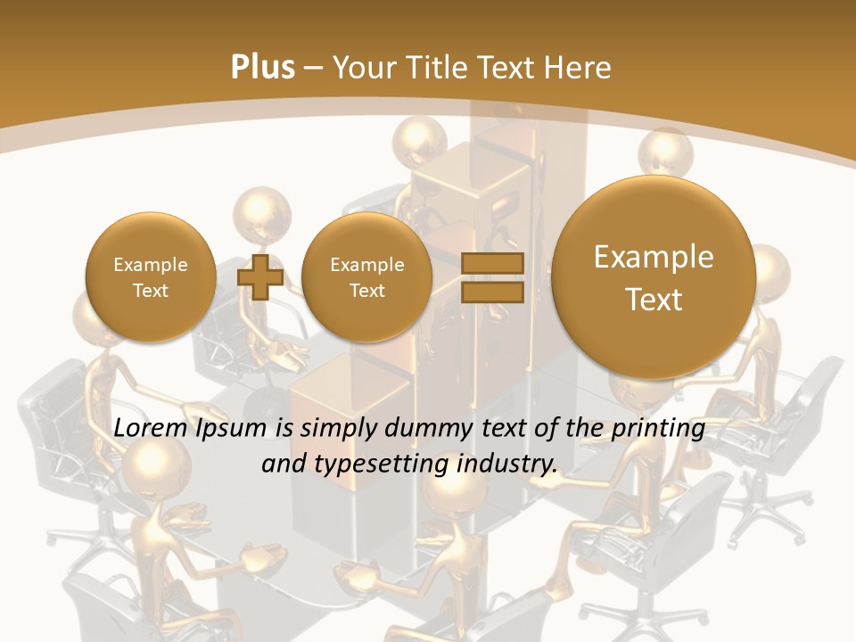 A Group Of Gold People Standing Around A Table PowerPoint Template