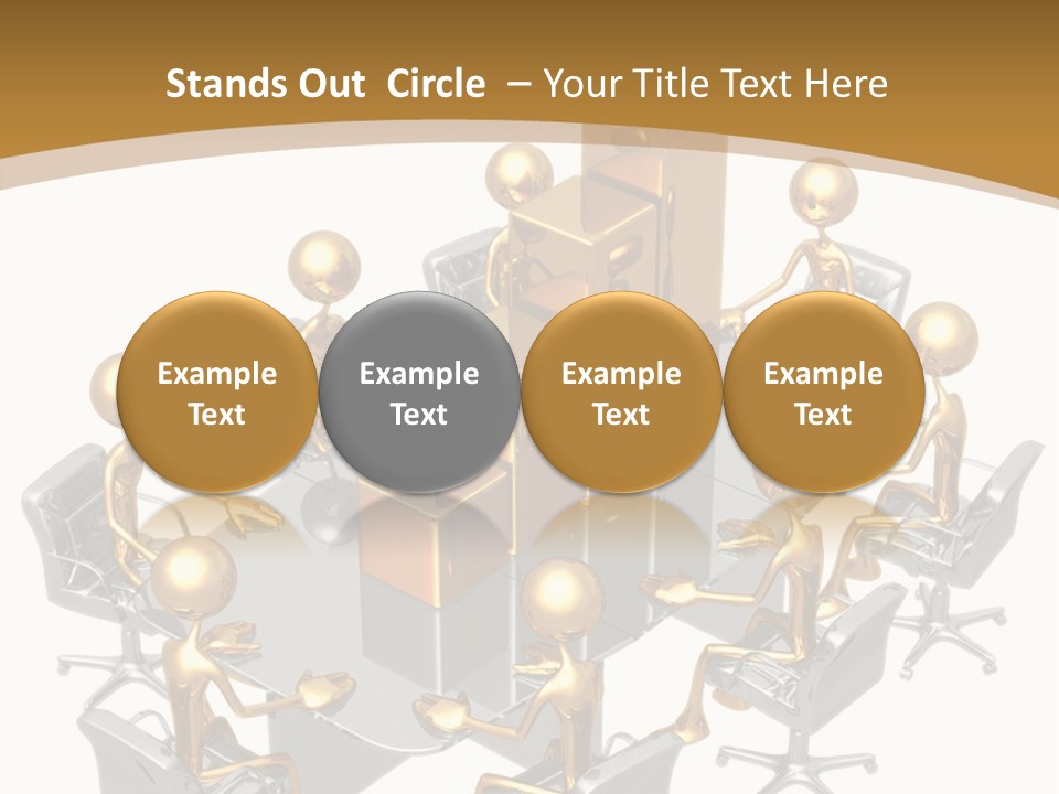 A Group Of Gold People Standing Around A Table PowerPoint Template