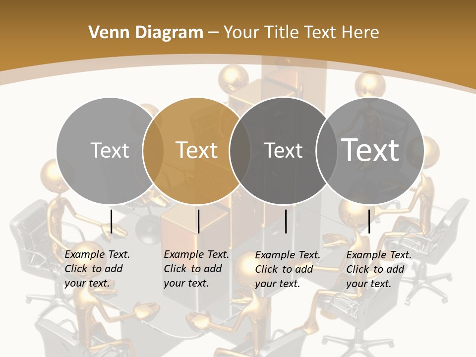A Group Of Gold People Standing Around A Table PowerPoint Template