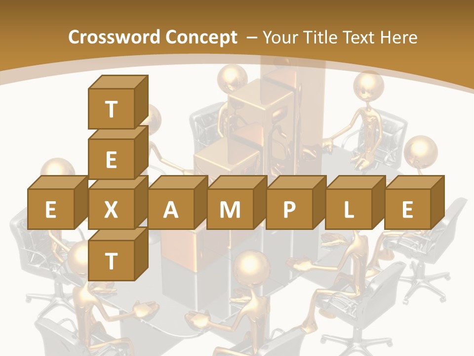 A Group Of Gold People Standing Around A Table PowerPoint Template