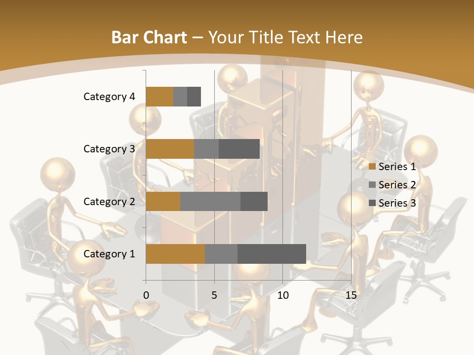 A Group Of Gold People Standing Around A Table PowerPoint Template