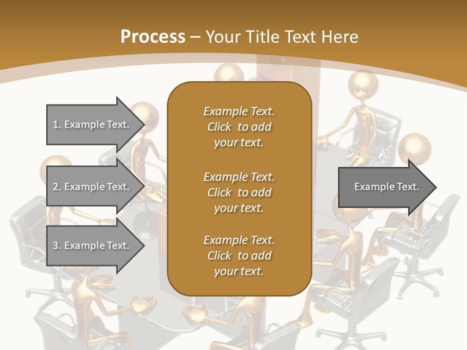 A Group Of Gold People Standing Around A Table PowerPoint Template
