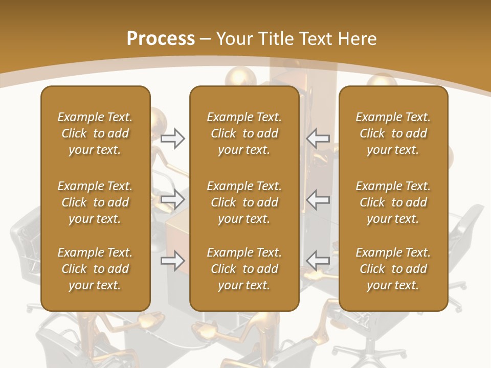A Group Of Gold People Standing Around A Table PowerPoint Template