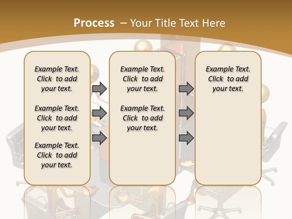 A Group Of Gold People Standing Around A Table PowerPoint Template