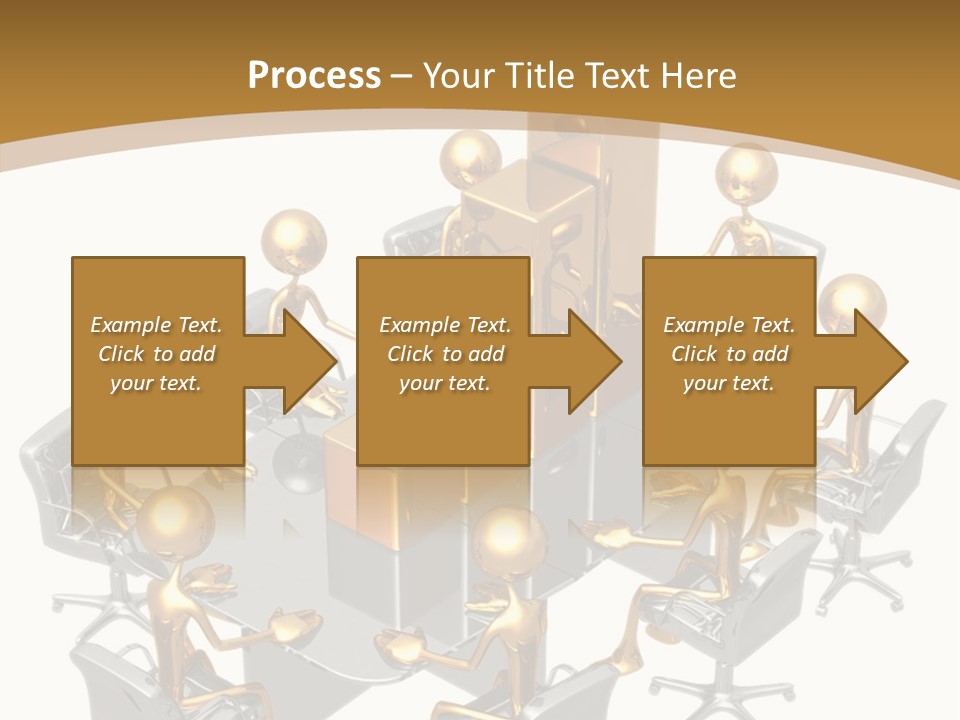 A Group Of Gold People Standing Around A Table PowerPoint Template