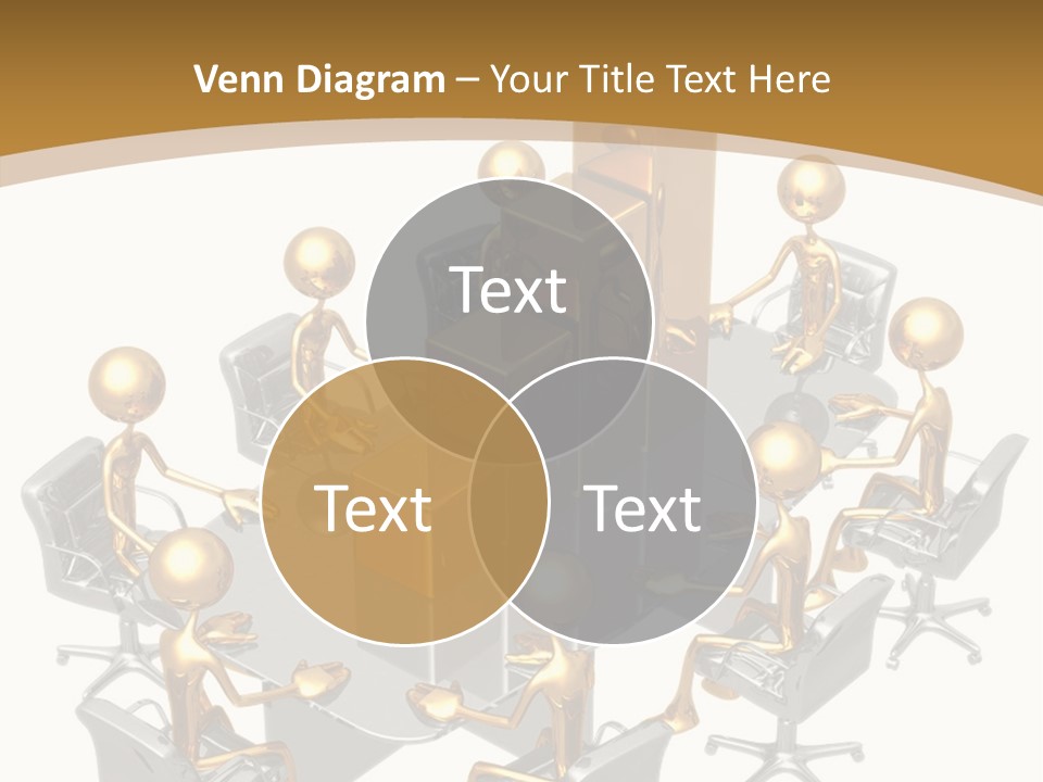 A Group Of Gold People Standing Around A Table PowerPoint Template