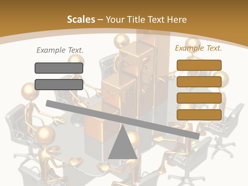 A Group Of Gold People Standing Around A Table PowerPoint Template