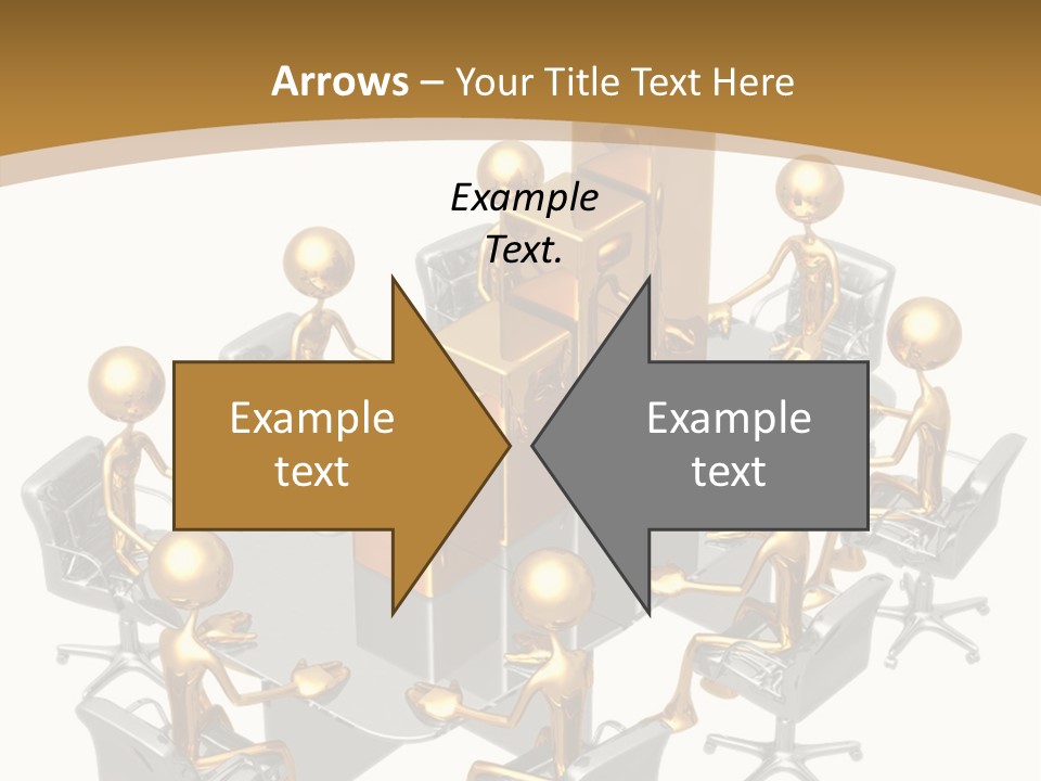 A Group Of Gold People Standing Around A Table PowerPoint Template