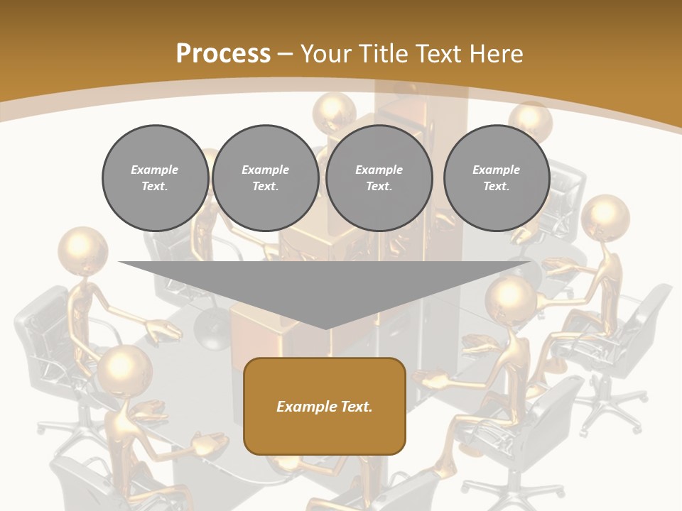 A Group Of Gold People Standing Around A Table PowerPoint Template