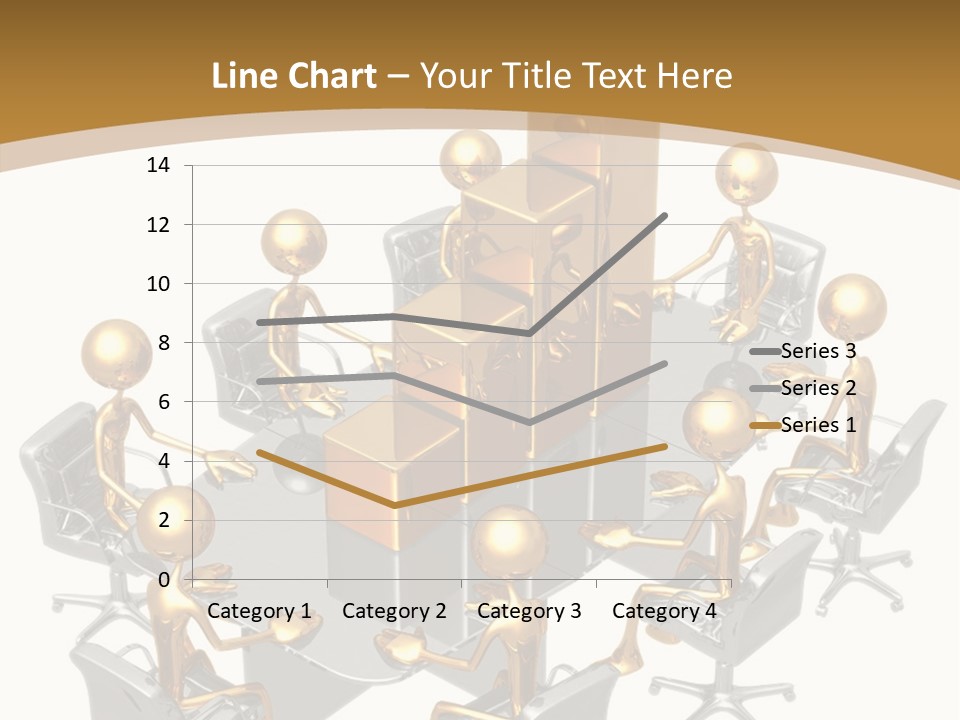 A Group Of Gold People Standing Around A Table PowerPoint Template