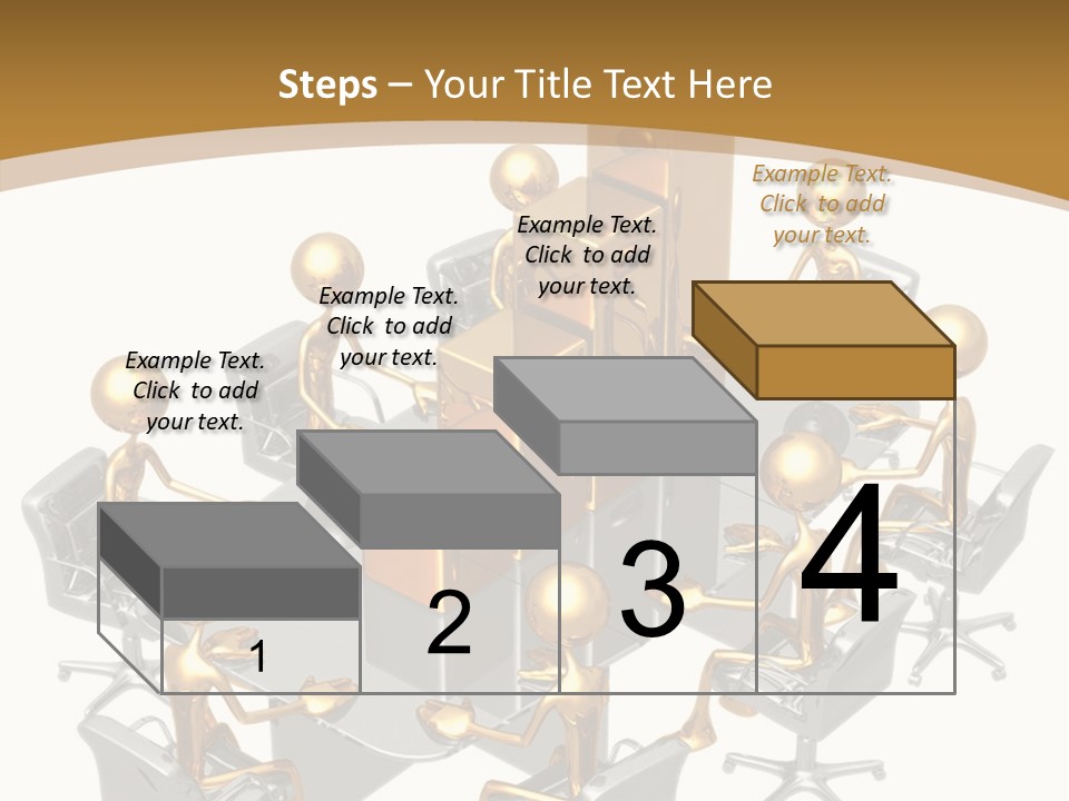 A Group Of Gold People Standing Around A Table PowerPoint Template