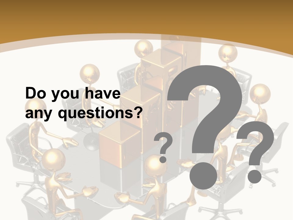 A Group Of Gold People Standing Around A Table PowerPoint Template