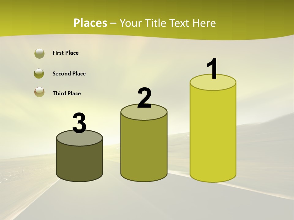 A Road With A Green And Yellow Background PowerPoint Template