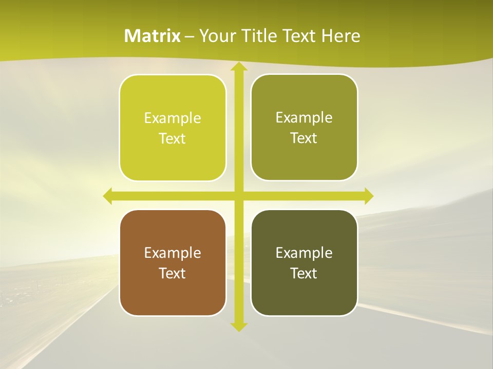 A Road With A Green And Yellow Background PowerPoint Template