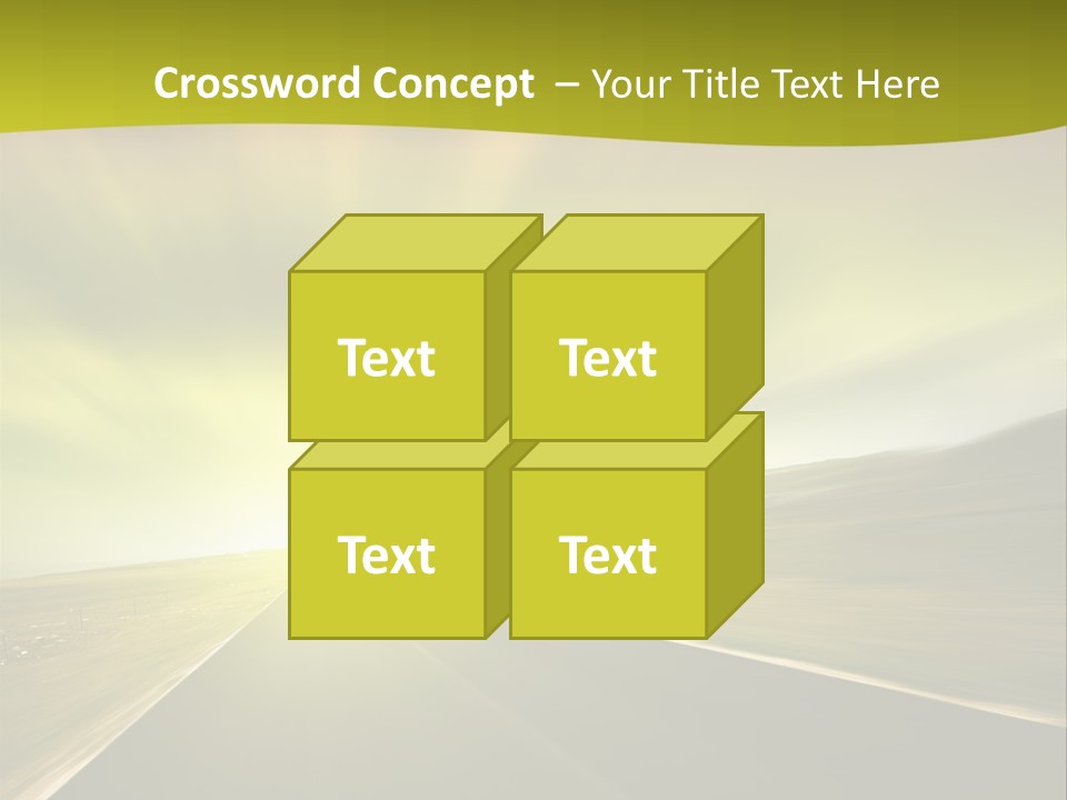 A Road With A Green And Yellow Background PowerPoint Template