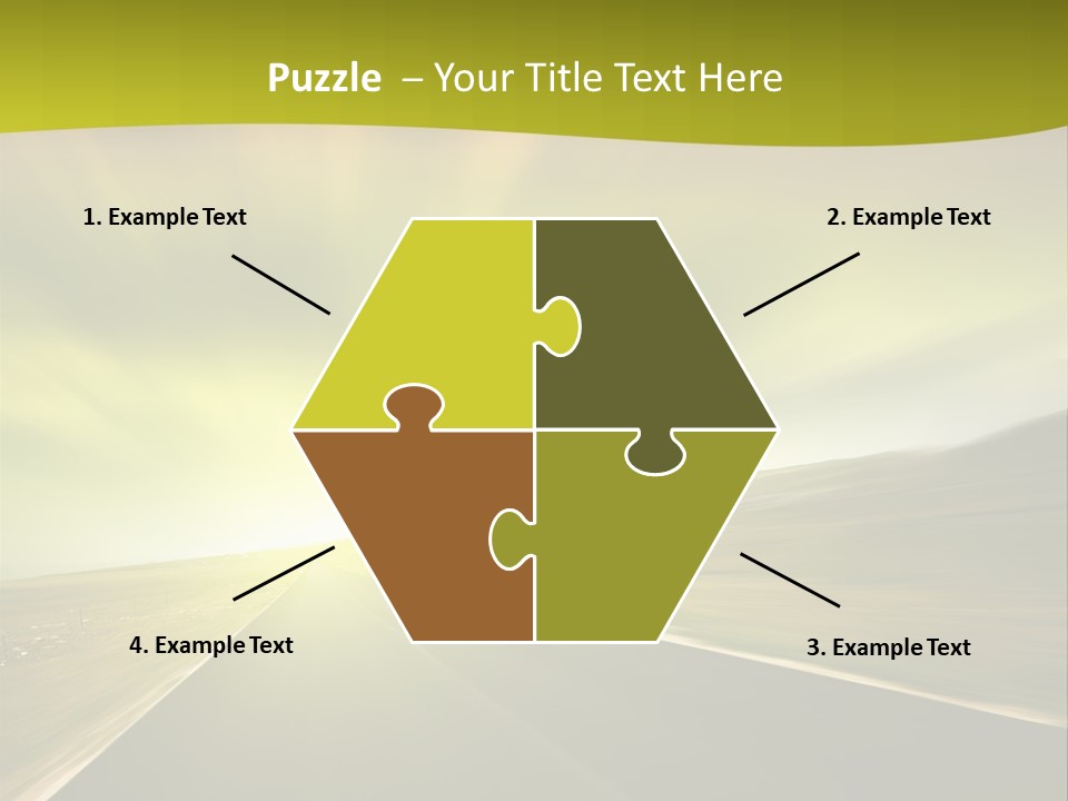 A Road With A Green And Yellow Background PowerPoint Template