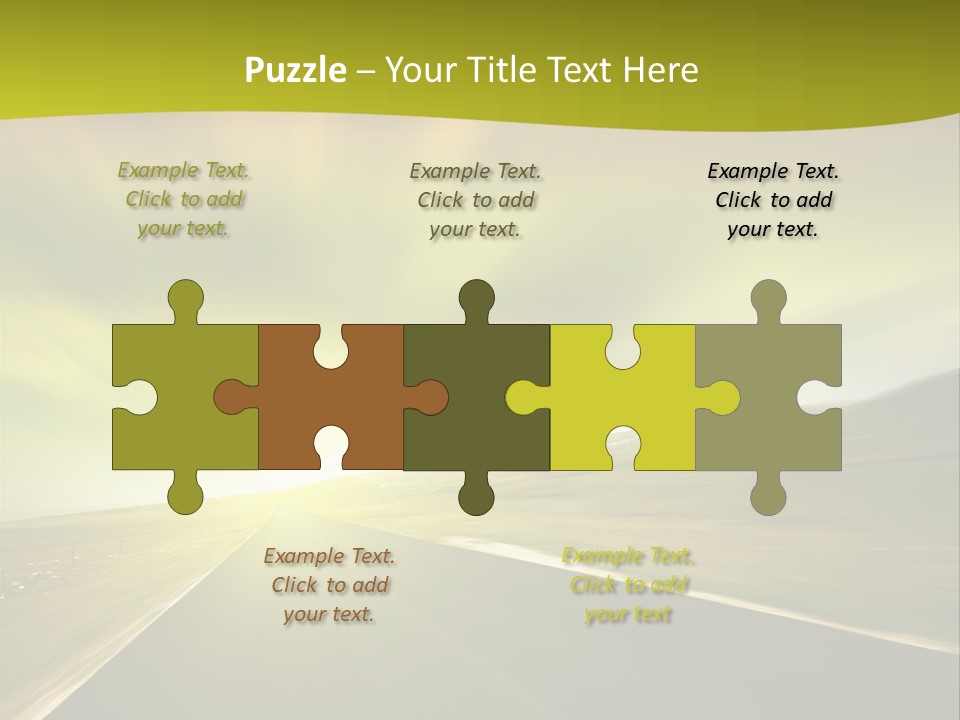 A Road With A Green And Yellow Background PowerPoint Template