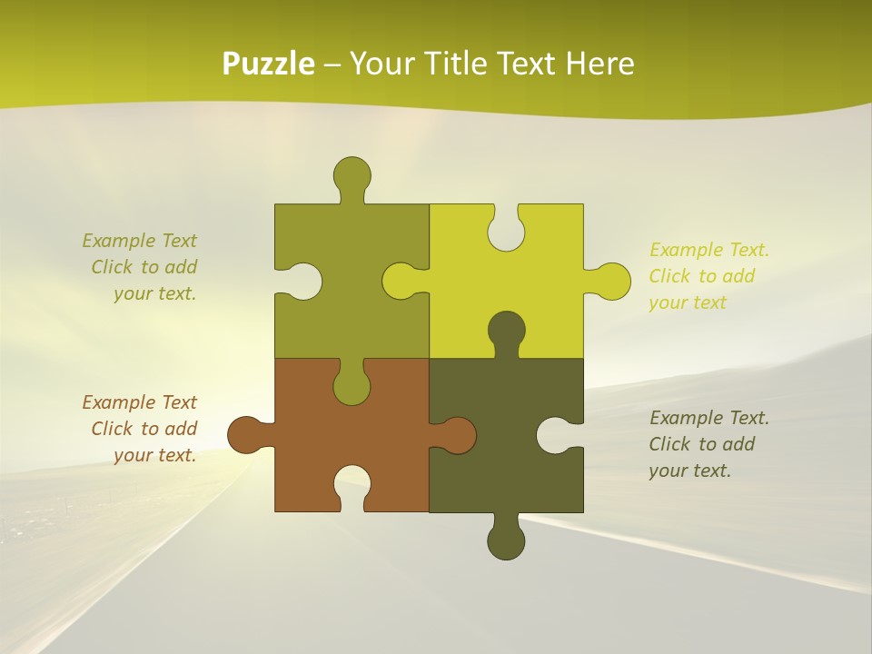 A Road With A Green And Yellow Background PowerPoint Template