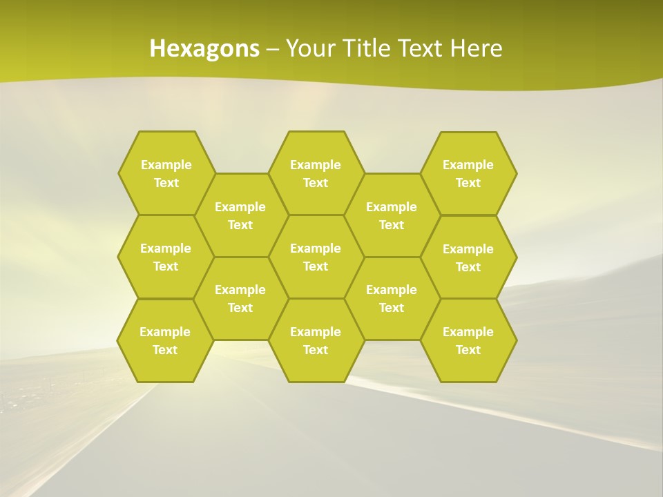 A Road With A Green And Yellow Background PowerPoint Template