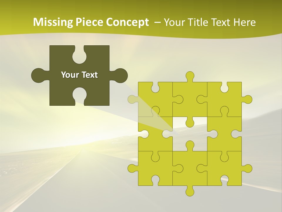 A Road With A Green And Yellow Background PowerPoint Template