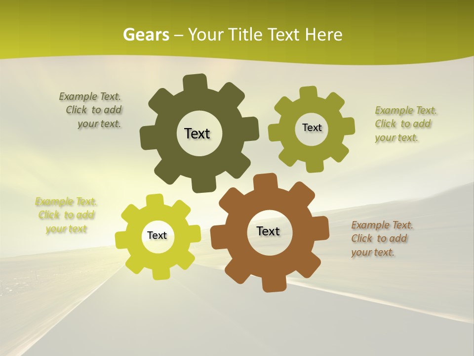 A Road With A Green And Yellow Background PowerPoint Template