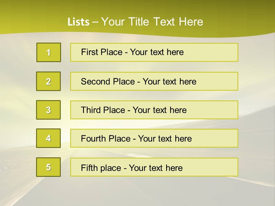 A Road With A Green And Yellow Background PowerPoint Template