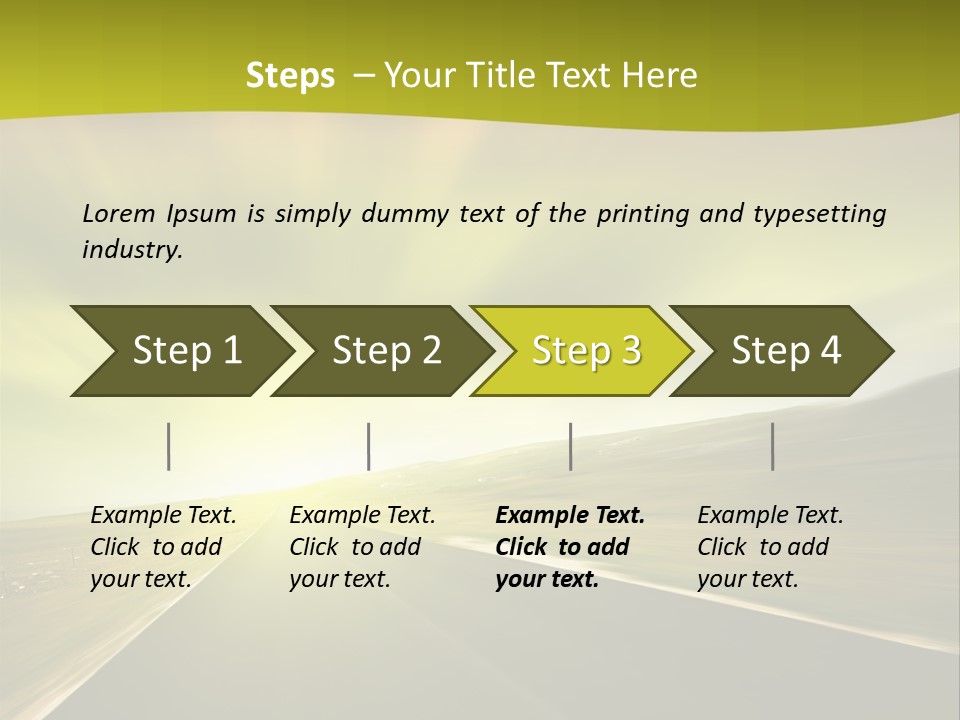 A Road With A Green And Yellow Background PowerPoint Template