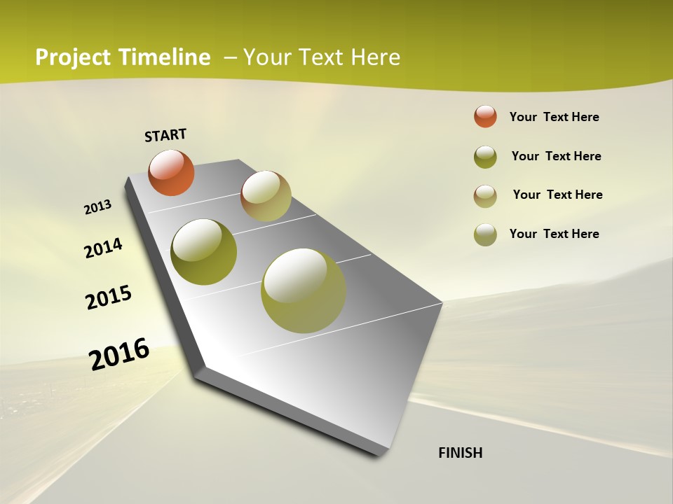 A Road With A Green And Yellow Background PowerPoint Template