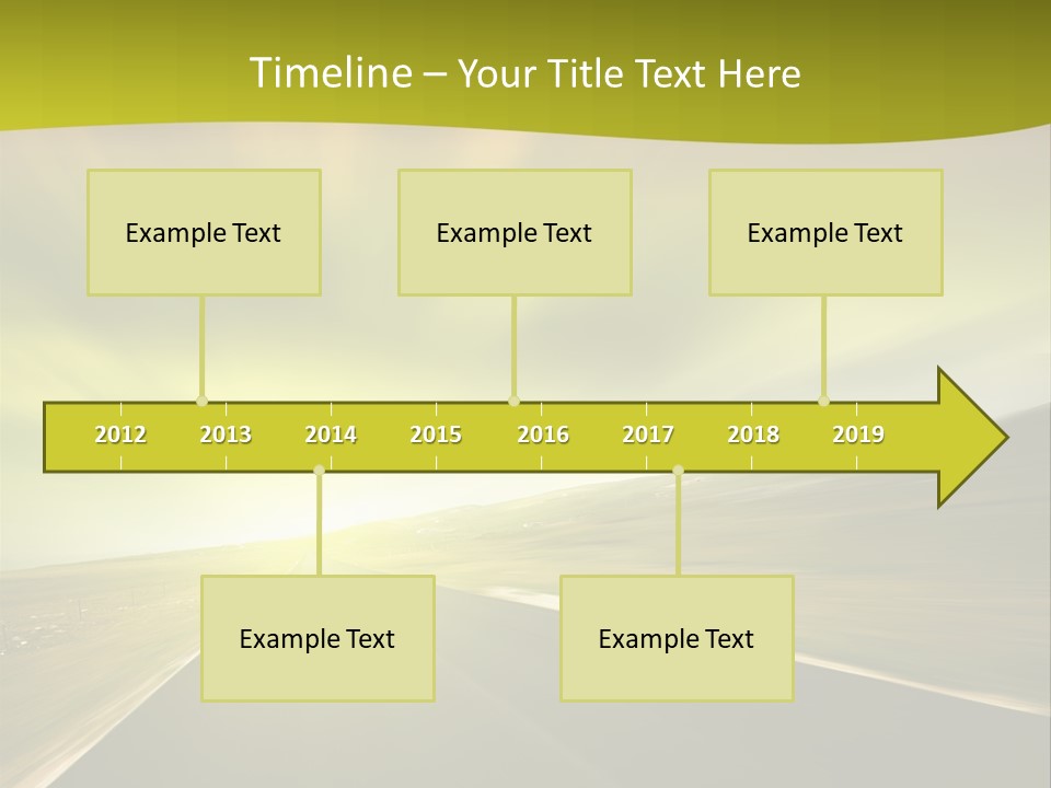 A Road With A Green And Yellow Background PowerPoint Template