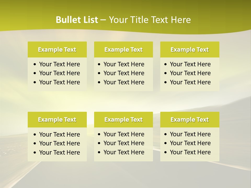 A Road With A Green And Yellow Background PowerPoint Template