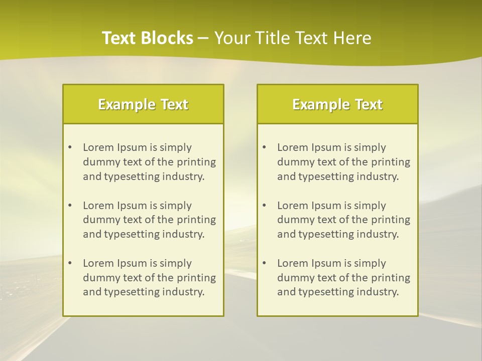 A Road With A Green And Yellow Background PowerPoint Template