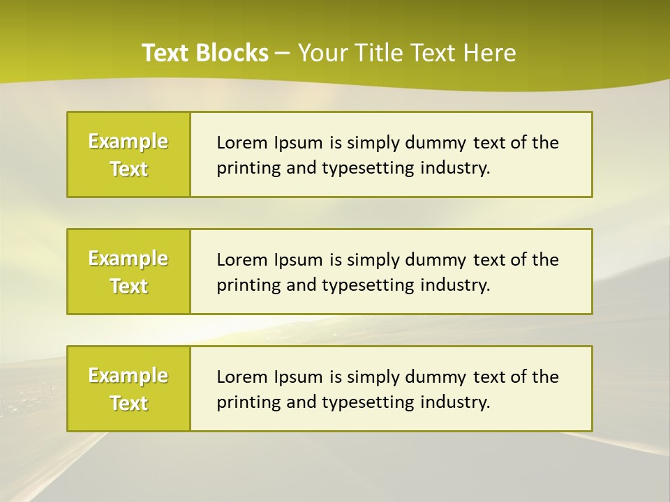A Road With A Green And Yellow Background PowerPoint Template