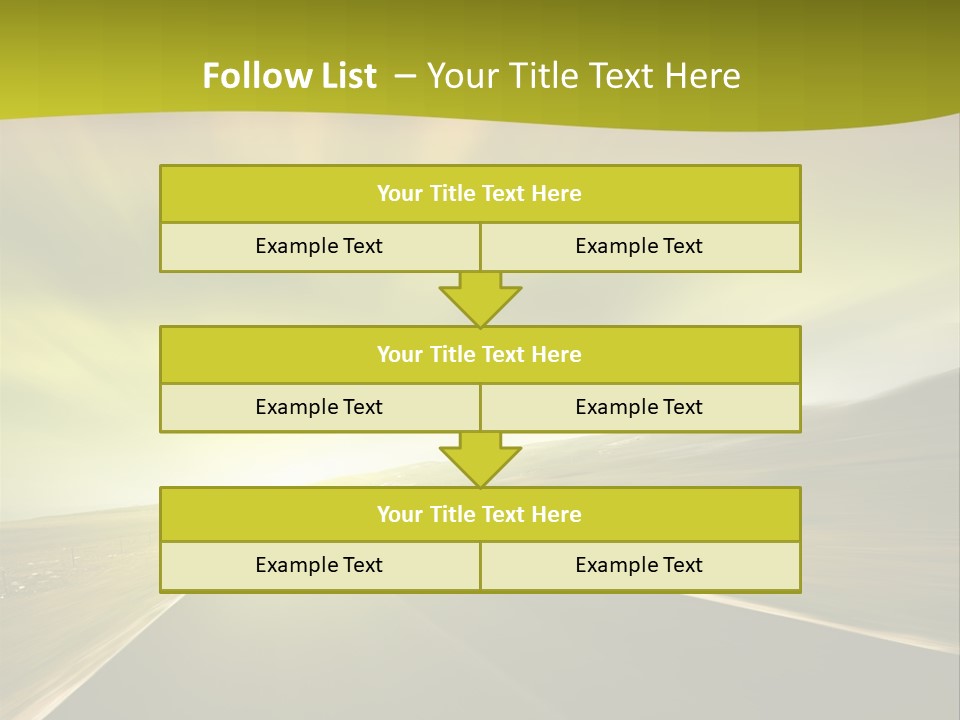 A Road With A Green And Yellow Background PowerPoint Template