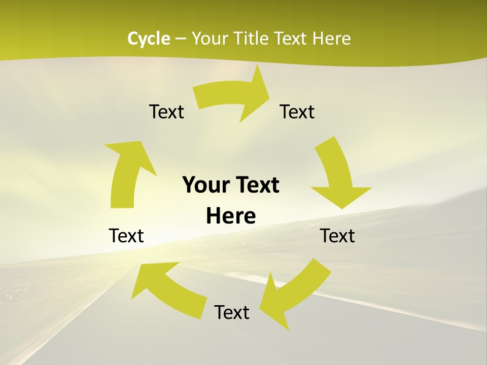 A Road With A Green And Yellow Background PowerPoint Template