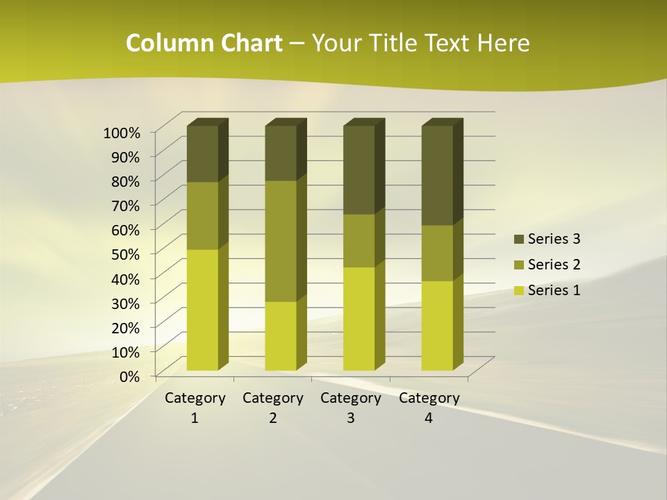 A Road With A Green And Yellow Background PowerPoint Template