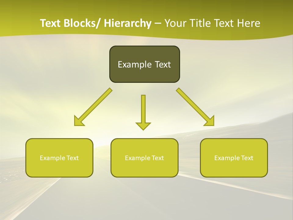 A Road With A Green And Yellow Background PowerPoint Template