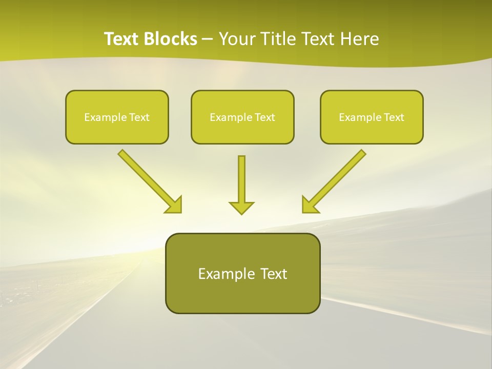 A Road With A Green And Yellow Background PowerPoint Template