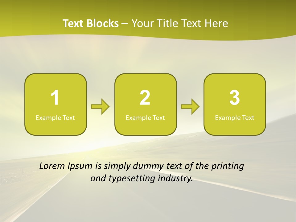 A Road With A Green And Yellow Background PowerPoint Template