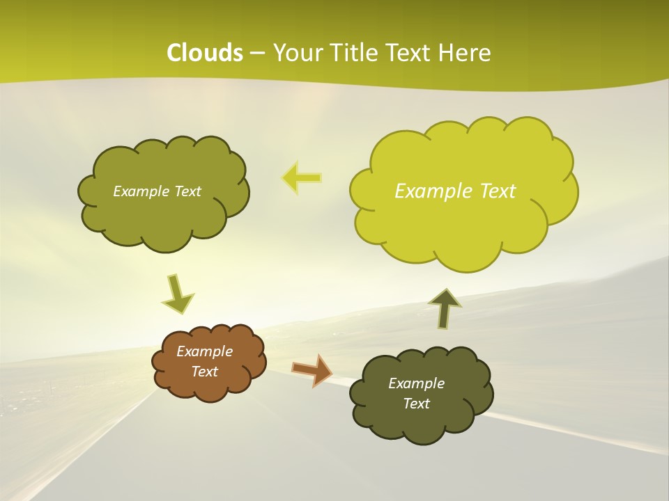 A Road With A Green And Yellow Background PowerPoint Template