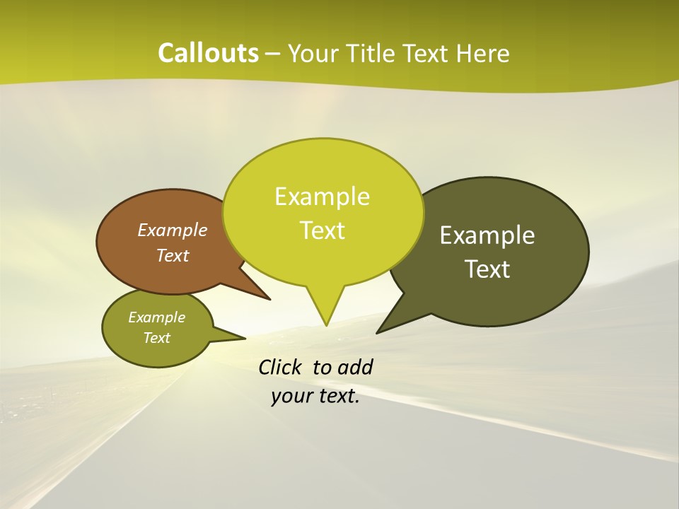 A Road With A Green And Yellow Background PowerPoint Template