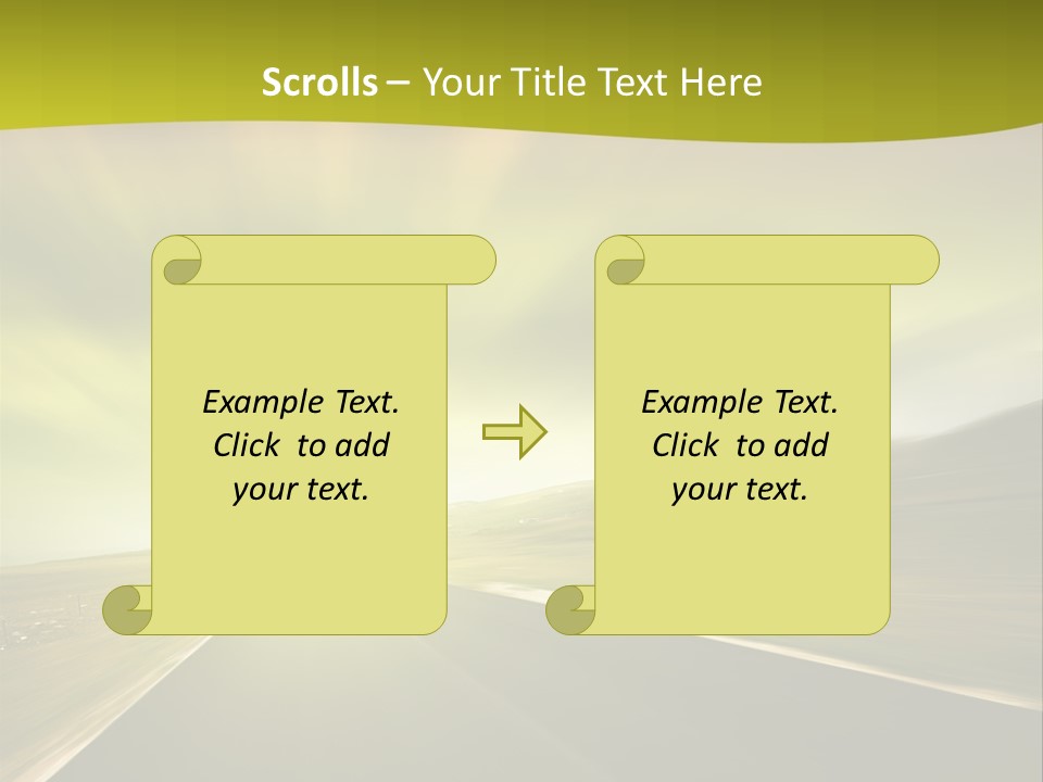 A Road With A Green And Yellow Background PowerPoint Template
