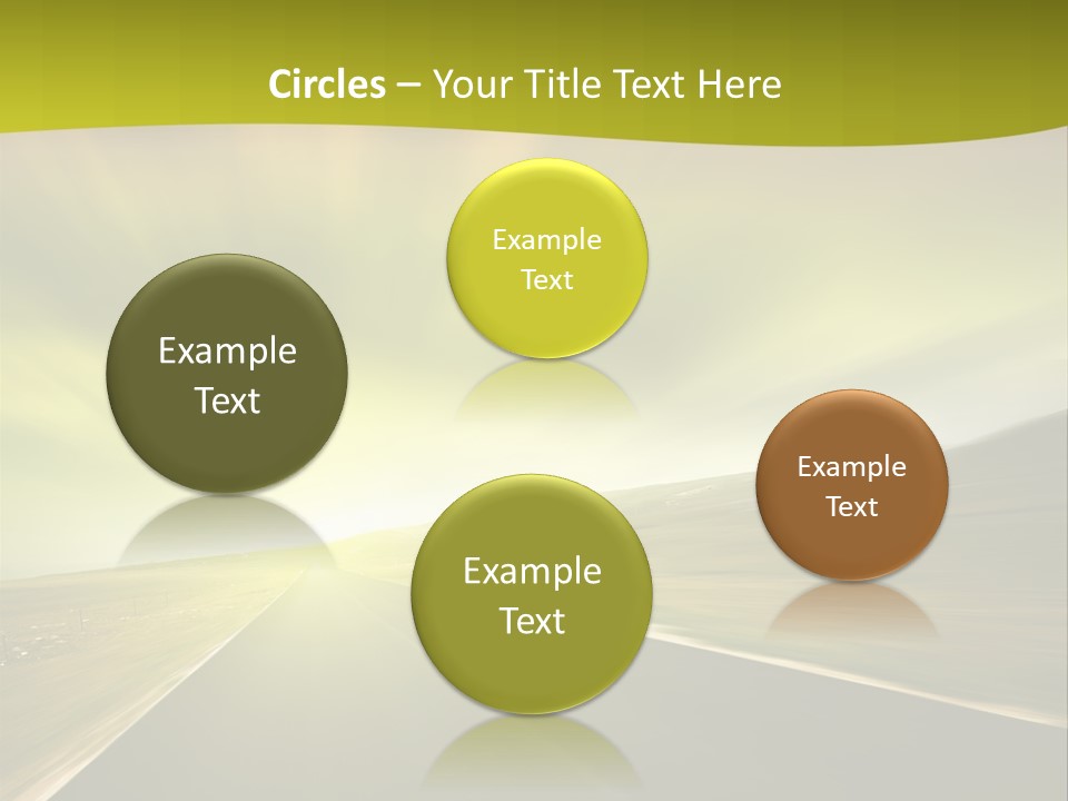 A Road With A Green And Yellow Background PowerPoint Template