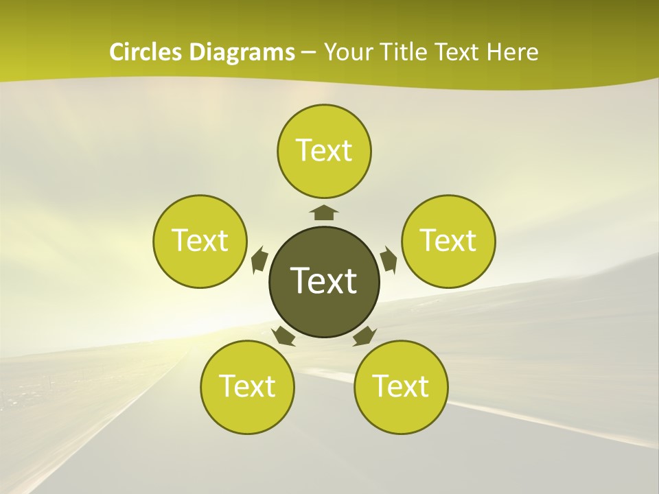A Road With A Green And Yellow Background PowerPoint Template