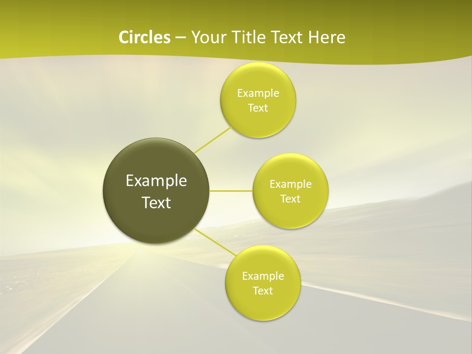 A Road With A Green And Yellow Background PowerPoint Template